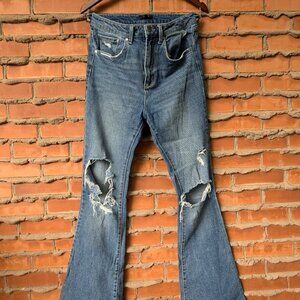 AFRM Kayne Distressed Flare Jeans In Medium Sunland Wash 27